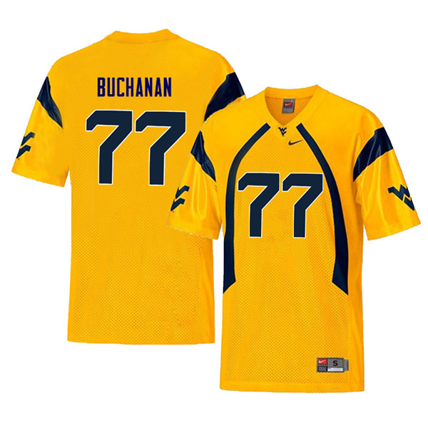 Men #77 Daniel Buchanan West Virginia Mountaineers Throwback College Football Jerseys Sale-Yellow - Click Image to Close